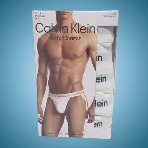Calvin Klein Cotton Stretch Jock Strap Classic Fit 5 Pairs Large White NWT